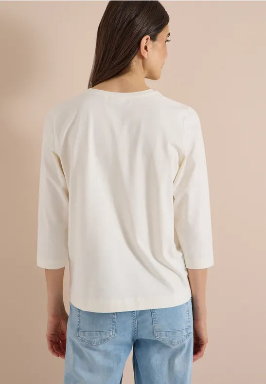 CECIL Leo Hike FP 3/4 Sleeve Tee | Vanilla 325685