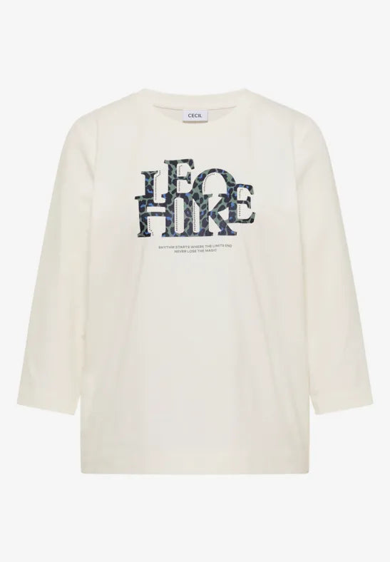 CECIL Leo Hike FP 3/4 Sleeve Tee | Vanilla 325685