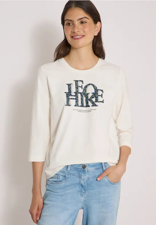 CECIL Leo Hike FP 3/4 Sleeve Tee | Vanilla 325685