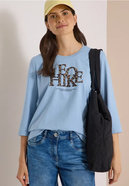 CECIL Leo Hike FP 3/4 Sleeve Tee | Blue 325685