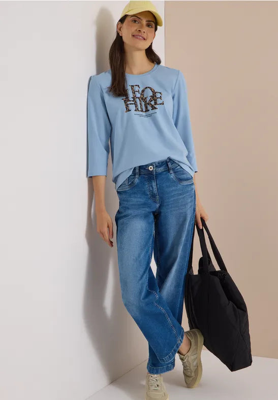CECIL Leo Hike FP 3/4 Sleeve Tee | Blue 325685