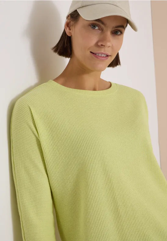 CECIL Textured Waffle Shirt | Green 325686