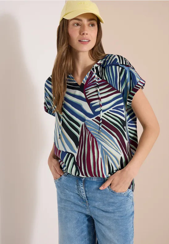CECIL Dropped Shoulder All Over Print Blouse | Green 346630