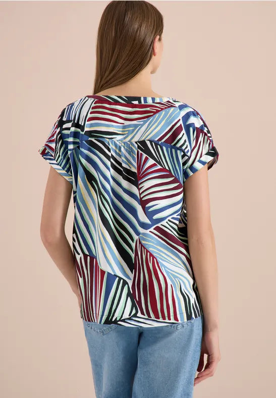 CECIL Dropped Shoulder All Over Print Blouse | Green 346630