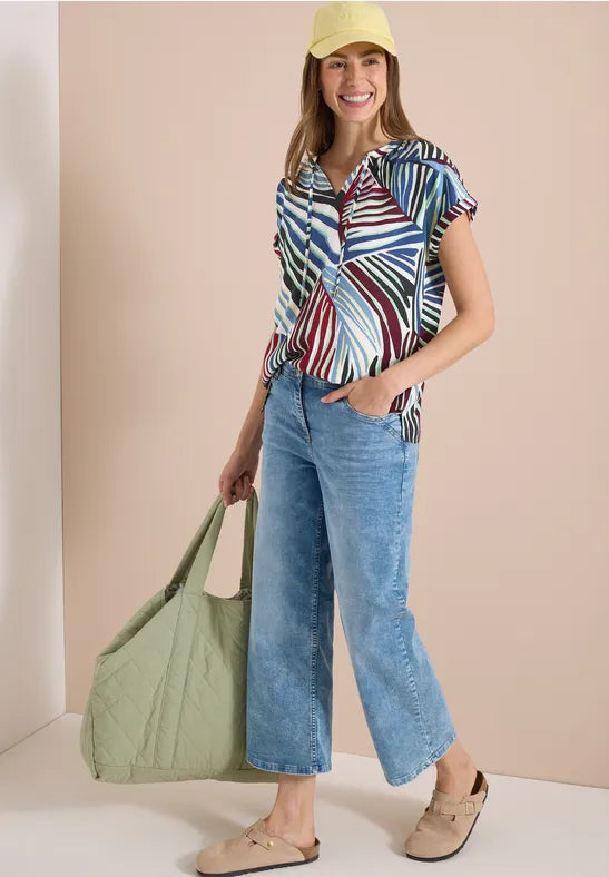 CECIL Dropped Shoulder All Over Print Blouse | Green 346630