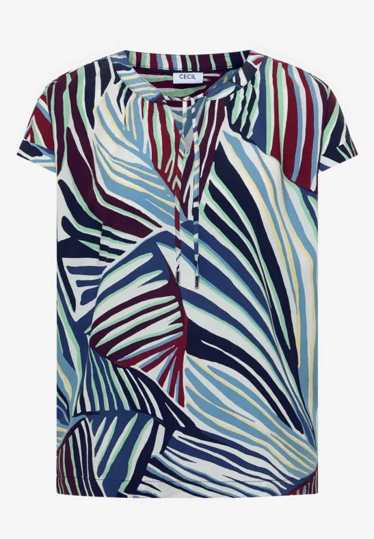 CECIL Dropped Shoulder All Over Print Blouse | Green 346630