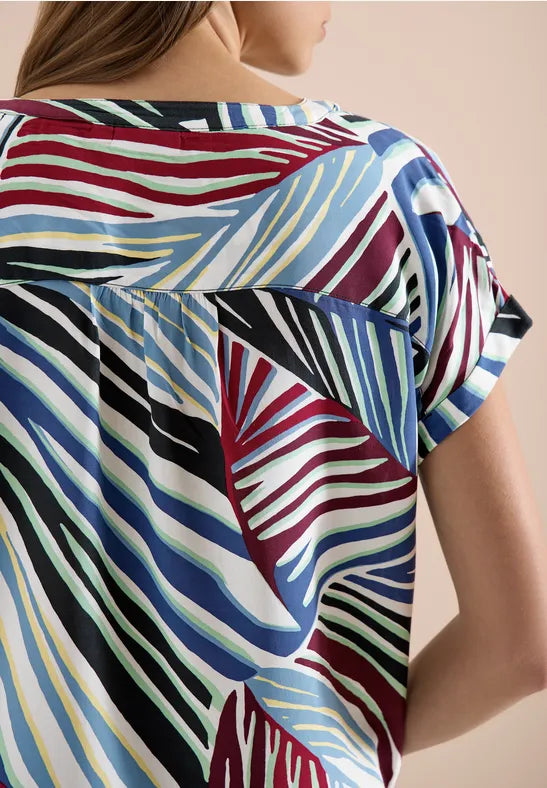 CECIL Dropped Shoulder All Over Print Blouse | Green 346630