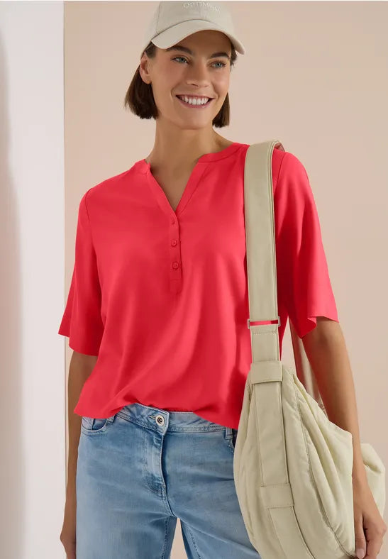 CECIL Split Neck Blouse  | Coral 346667