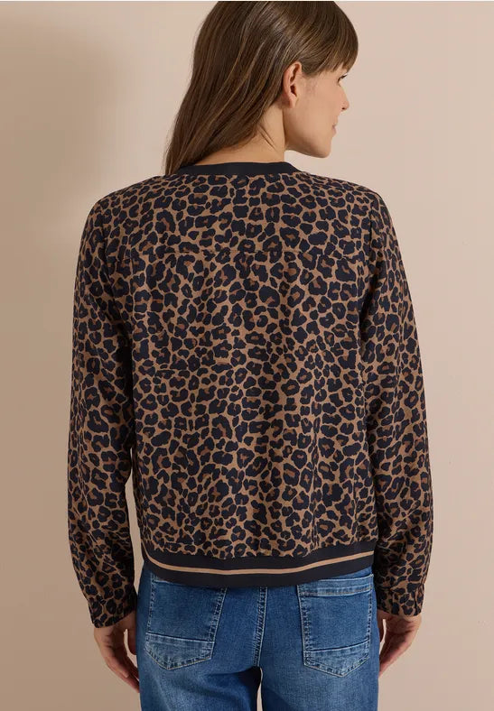 CECIL Animal Print Light Zip Jacket | Mocha 346841