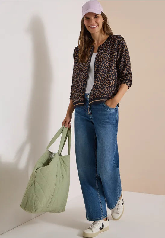 CECIL Animal Print Light Zip Jacket | Mocha 346841