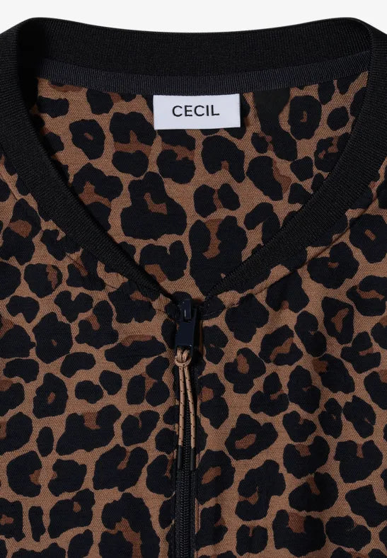 CECIL Animal Print Light Zip Jacket | Mocha 346841
