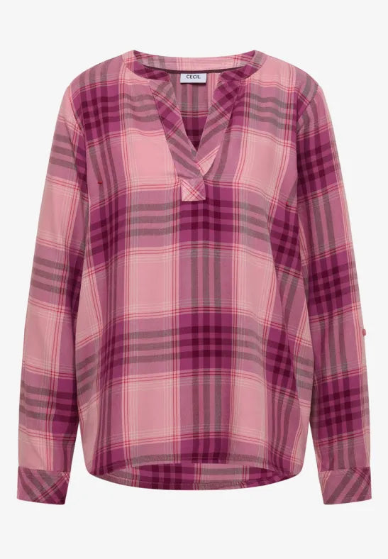 Cecil Check Viscose Blouse | Rose 346924