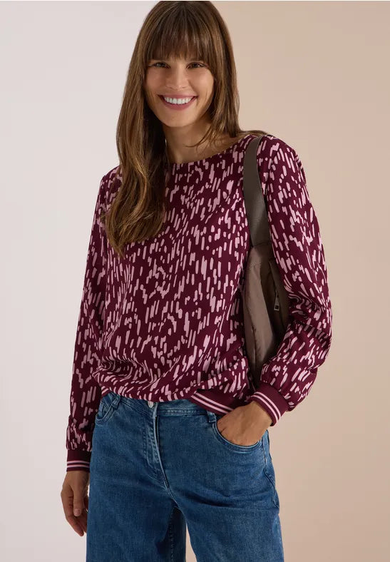 CECIL  Graphic Print Blouse Shirt | Wine 346927