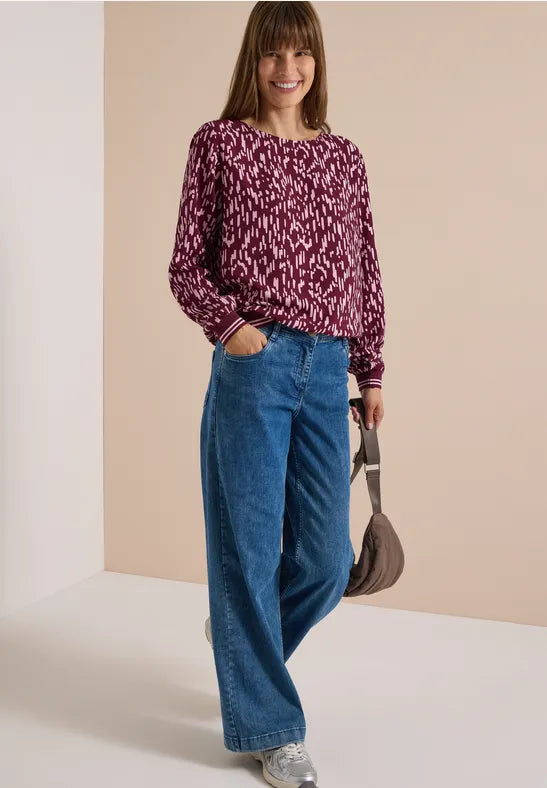 CECIL  Graphic Print Blouse Shirt | Wine 346927