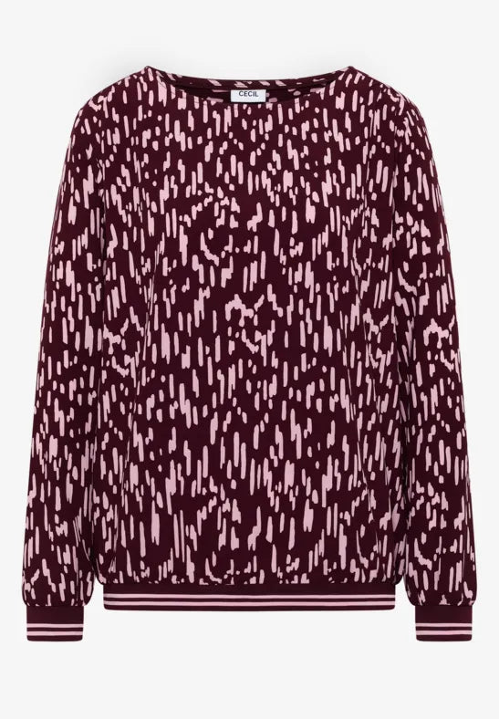 CECIL  Graphic Print Blouse Shirt | Wine 346927