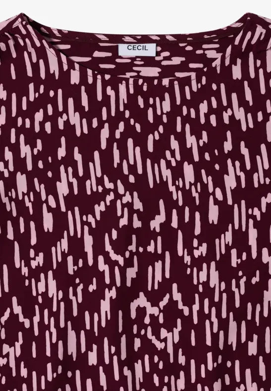 CECIL  Graphic Print Blouse Shirt | Wine 346927