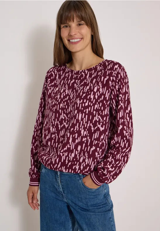 CECIL  Graphic Print Blouse Shirt | Wine 346927