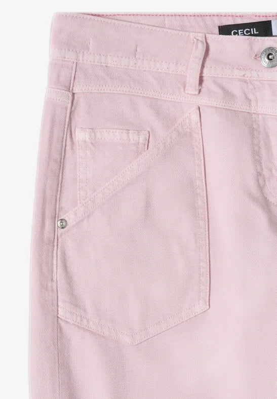 CECIL High Waist Barrel Leg Jeans | Light Blush Rose 380788