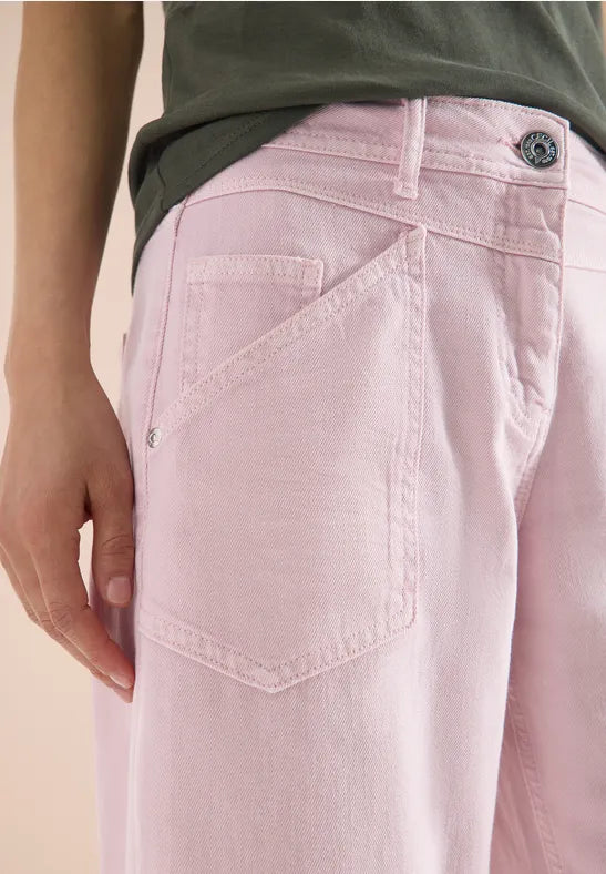 CECIL High Waist Barrel Leg Jeans | Light Blush Rose 380788