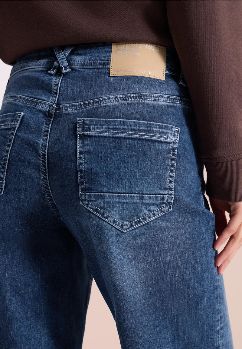 CECIL Wide Turn Up Jeans | Med Blue 380794
