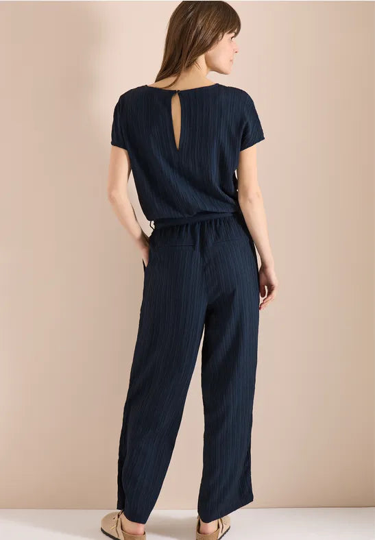 CECIL Summer Structure Viscose Blend Jumpsuit | Dark Blue 380804