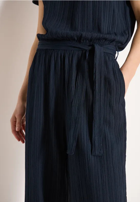 CECIL Summer Structure Viscose Blend Jumpsuit | Dark Blue 380804