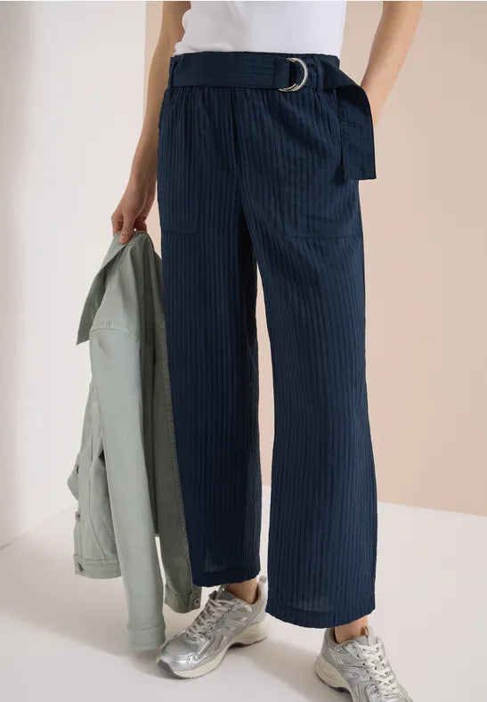CECIL High Waist Wide Leg Trousers in a Loose Fit | Universal Blue 380812
