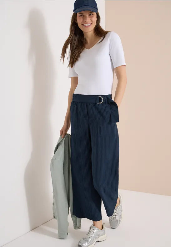 CECIL High Waist Wide Leg Trousers in a Loose Fit | Universal Blue 380812