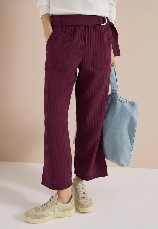 CECIL High Waist Wide Leg Trousers in a Loose Fit | Grape 380812