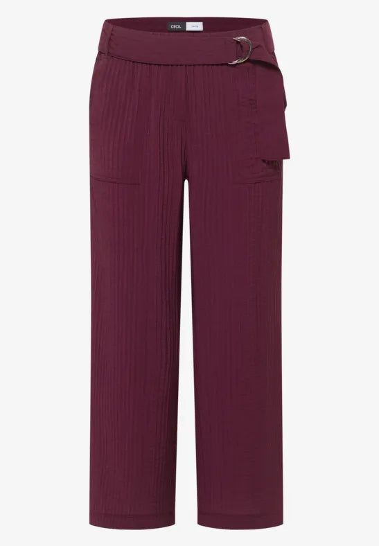 CECIL High Waist Wide Leg Trousers in a Loose Fit | Grape 380812