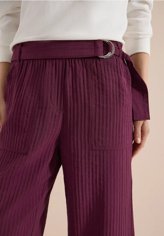 CECIL High Waist Wide Leg Trousers in a Loose Fit | Grape 380812
