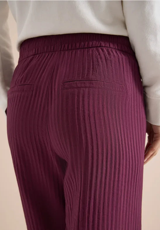 CECIL High Waist Wide Leg Trousers in a Loose Fit | Grape 380812