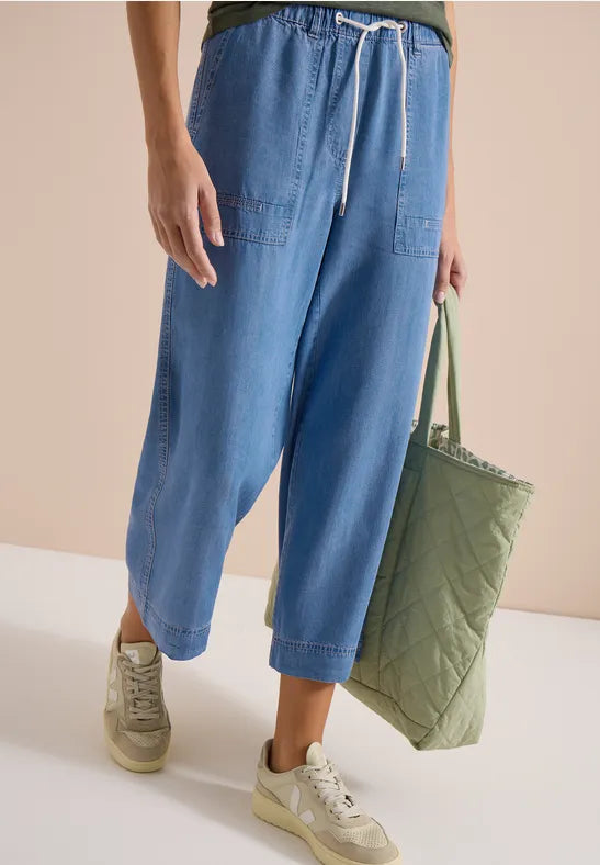 CECIL Neele Tencel Trousers | Med Blue 380814