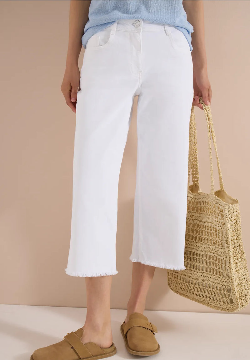 Cecil Neele 3/4 Wide Leg Jeans | White 380961