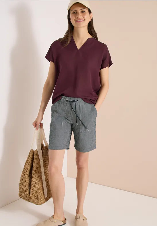 CECIL Neele Seersucker Shorts  | Green 380989