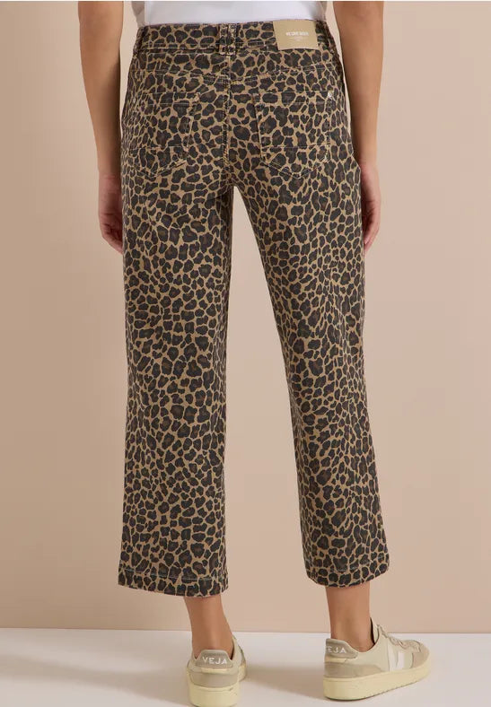 CECIL Animal Print Wide Leg Jeans | Mocha 381373
