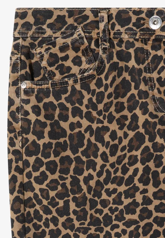 CECIL Animal Print Wide Leg Jeans | Mocha 381373
