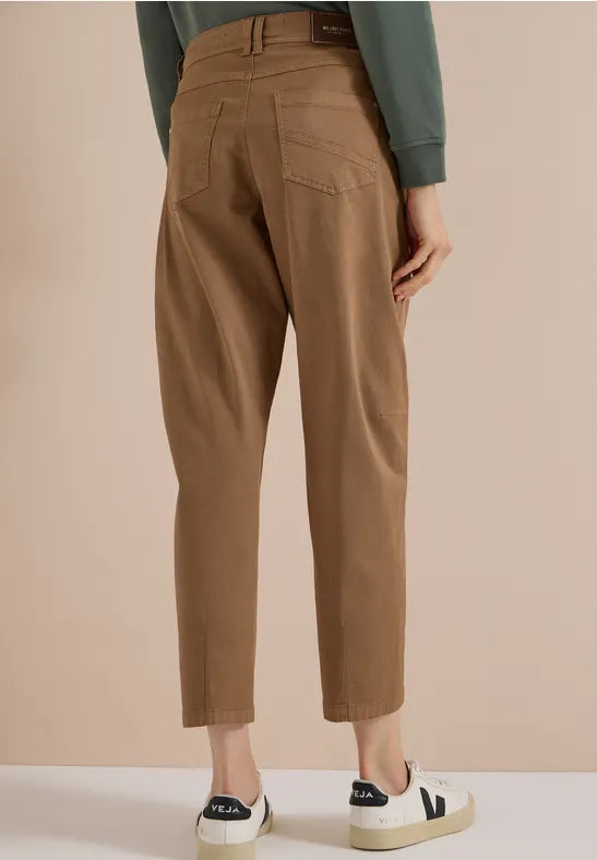 CECIL Scarlett Washed-Look Barrel Leg Trousers | Mocha 381389