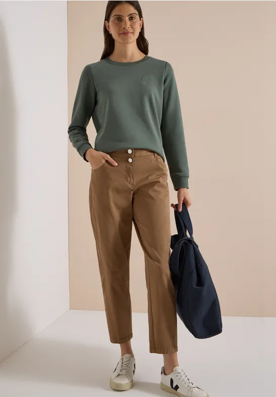 CECIL Scarlett Washed-Look Barrel Leg Trousers | Mocha 381389