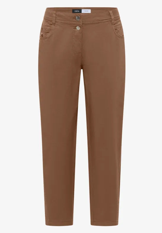 CECIL Scarlett Washed-Look Barrel Leg Trousers | Mocha 381389