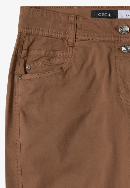 CECIL Scarlett Washed-Look Barrel Leg Trousers | Mocha 381389