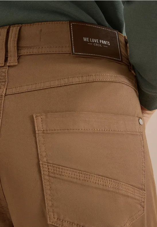 CECIL Scarlett Washed-Look Barrel Leg Trousers | Mocha 381389