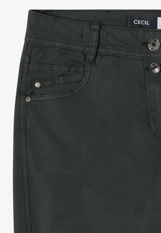 CECIL Scarlett Washed-Look Barrel Leg Trousers | Olive 381389