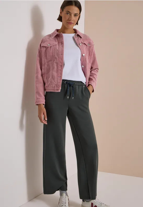 Cecil Neele Silk Touch High Waist Loose Fit Trousers | Olive 381391
