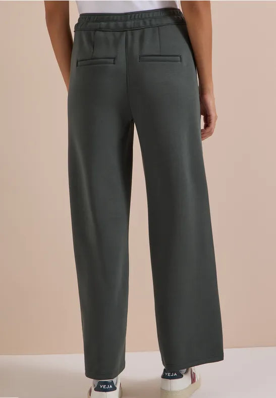 Cecil Neele Silk Touch High Waist Loose Fit Trousers | Olive 381391