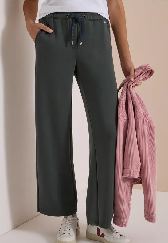Cecil Neele Silk Touch High Waist Loose Fit Trousers | Olive 381391