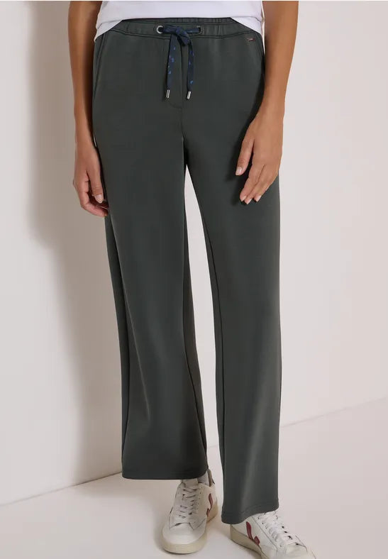 Cecil Neele Silk Touch High Waist Loose Fit Trousers | Olive 381391