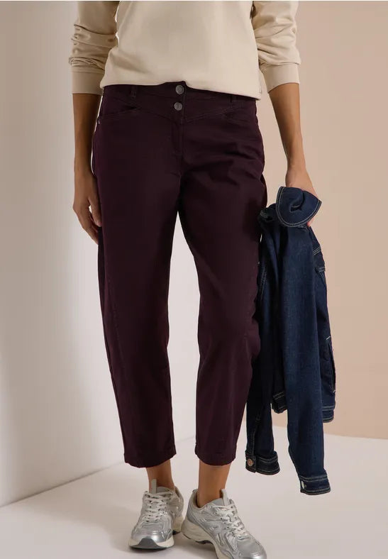 CECIL Scarlett Barrel Leg Trousers | Berry 381490