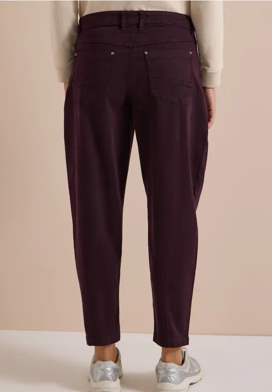 CECIL Scarlett Barrel Leg Trousers | Berry 381490
