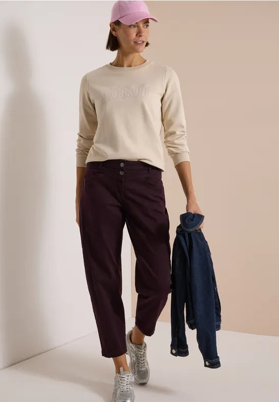 CECIL Scarlett Barrel Leg Trousers | Berry 381490